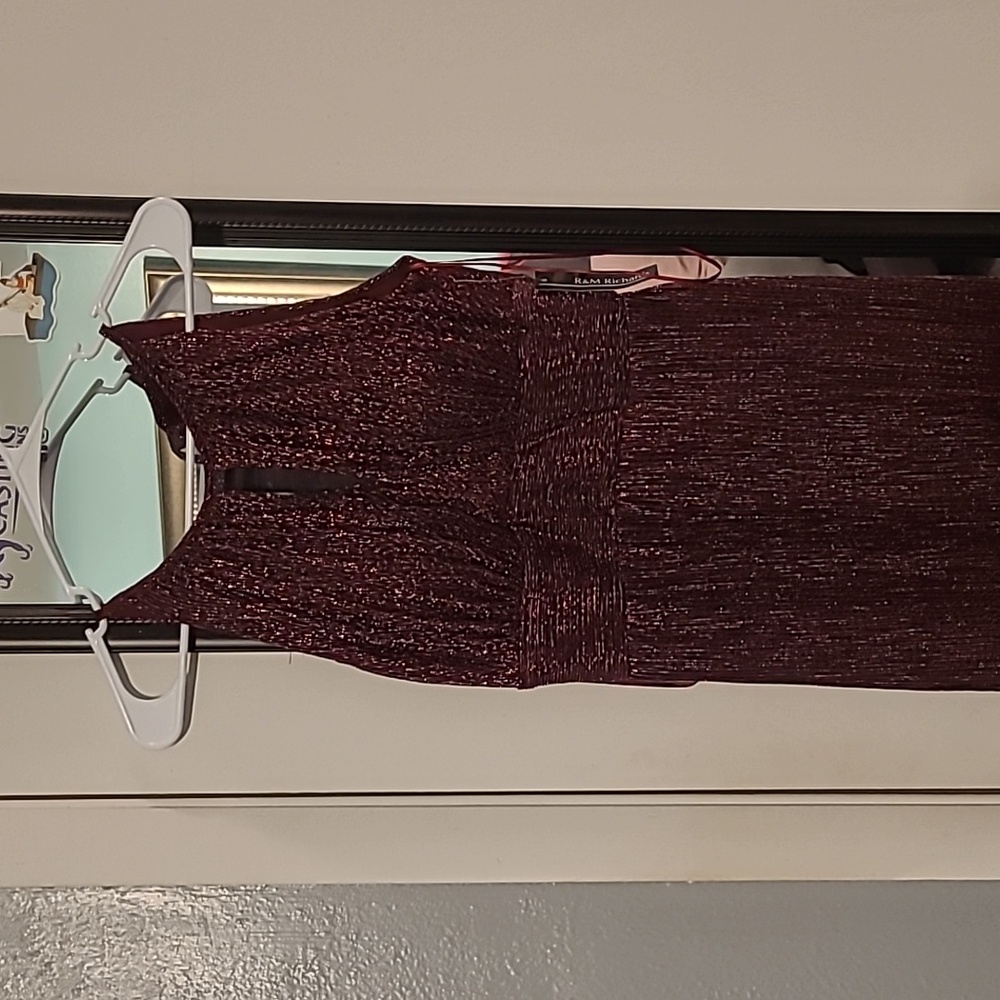 R&M Richards Petites Womens Metallic Empire Waist Evening Dress size 4P - Picture 3 of 5